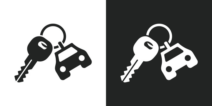 Car key and vehicle icon set