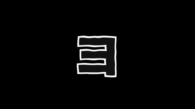 Transparent Background,White Outlined Semi-Transparent Katakana &ldquo;Yo&rdquo;,Jittery Animation