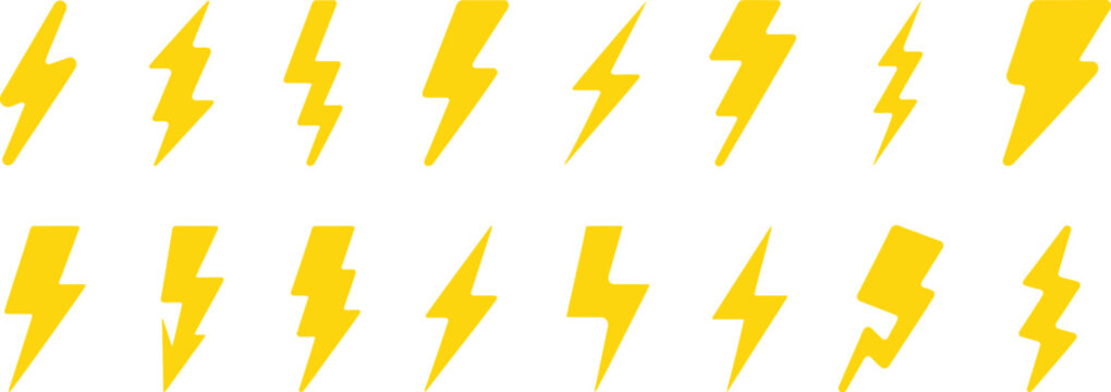 Lightning icon vector, bold design element for website, application, social media, energy and power symbol