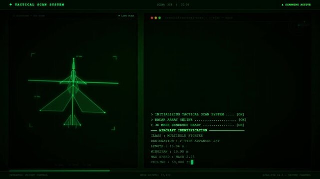 Tactical Aircraft Scan F15 Eagle Fighter Jet Display.