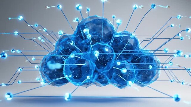 AI Cloud Computing Data Network with Digital Connections Technology Animation 4K