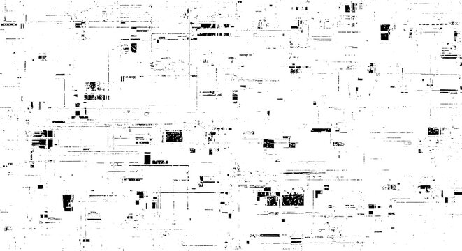 Abstract glitch background with digital noise and pixelated distortions, black and white, background texture