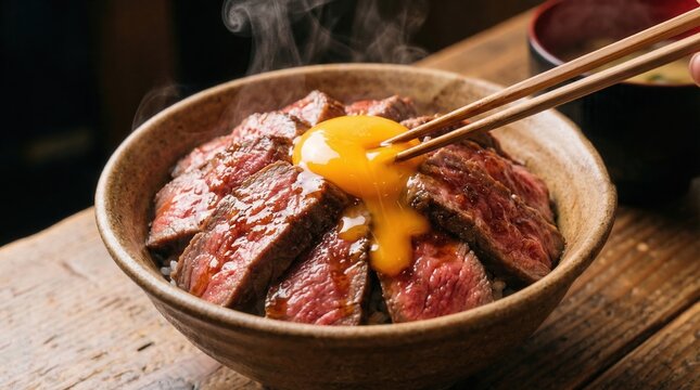 希少な赤身肉を贅沢に使った熊本郷土料理あか牛丼のステーキ丼