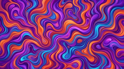 Fototapeta premium Vibrant Swirling Abstract Lines in Purple Orange and Blue.