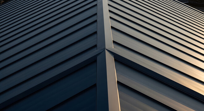 Dark Metal Roof with Clean Lines and Modern Design.	
