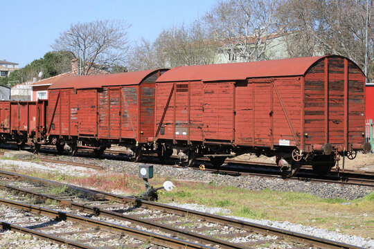 Industrial Railway Cargo Wagons, Railway Logistics, Freight Train Vehicles