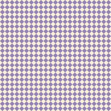 Seamless dusty lilac and cream geometric diamond grid pattern. Modern tiling background for wallpaper, packaging, textile, branding, and web design.