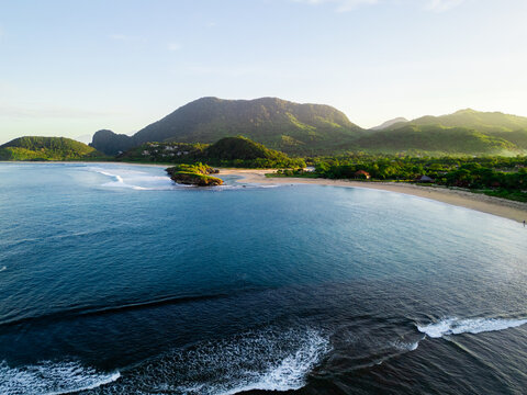 Lawar Beach with White Sand and Rugged Cliffs in West Sumbawa Indonesia
