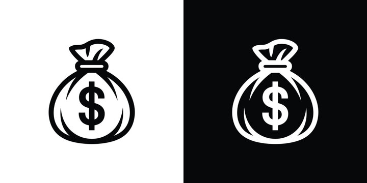 Black and white money bag on contrasting backgrounds 1