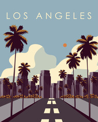 Obraz premium Los Angeles poster, travel postcard, banner, cover, Los Angeles background