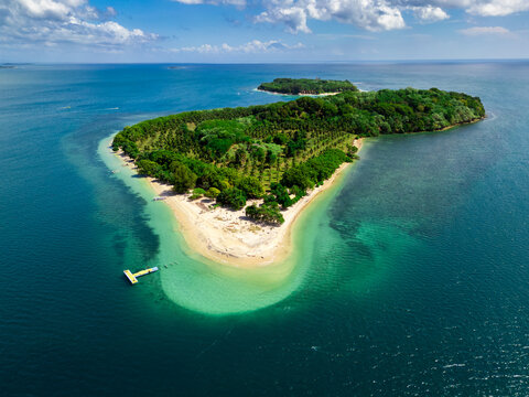 Gili Nanggu Island with White Sand Beach and Turquoise Coral Reef in Lombok