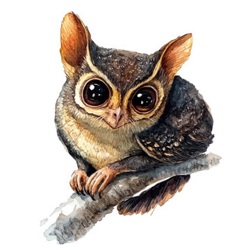 watercolor painting of Colugo, isolated on a white background.