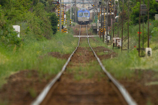 a single straight railway track