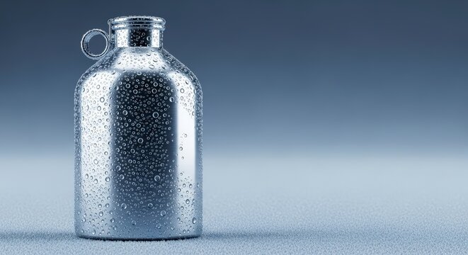 Shiny metal flask bottle container.