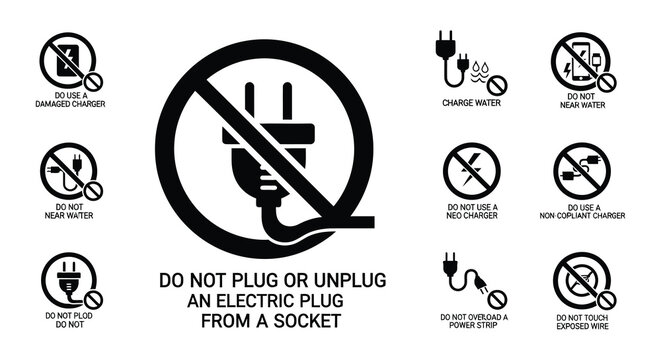 Electrical safety warnings do not use damaged chargers or near water