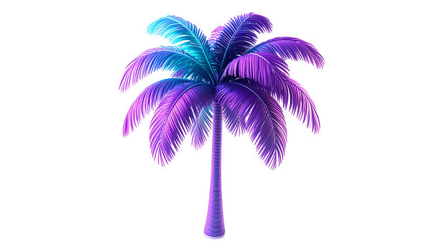 Neon lit palm tree on black background isolated for graphic design and summer vibes
