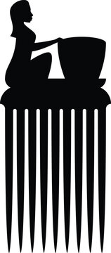 African Hair Pick - Vintage Afro Comb Silhouette Vector Design
