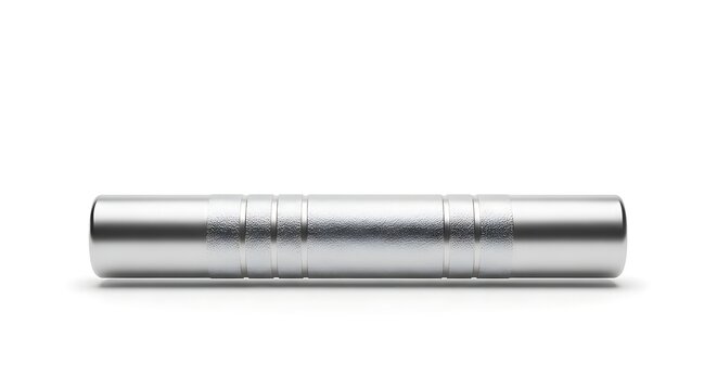 A textured silver metal cylinder or rod with a knurled grip on a clean white background.