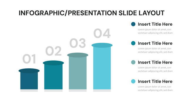 Gradual steps of a business process shown as a four stage bar chart