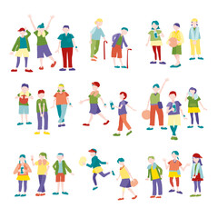 Fototapeta premium 運動している人のイラストセット