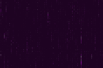 Obraz premium Purple Digital Data Stream Representing Cybersecurity Breach and Encryption Code