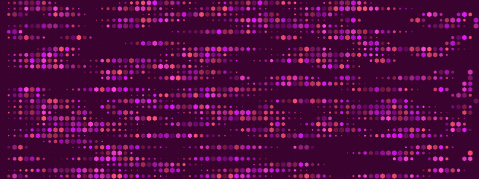 Abstract Cybersecurity Data Breach Visualization with Glowing Pink Hexagon Stream