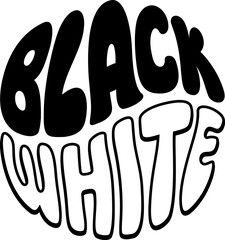 Obraz premium Black and White text lettering in Yin Yang shape. Opposites in balance concept design. Vector illustration.