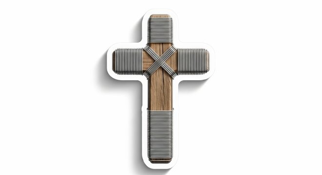 Gray and brown wooden cross symbol.