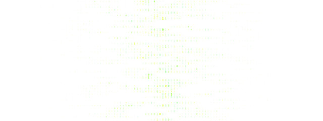 Naklejka premium Abstract Green Digital Matrix Background with Glowing Data Particles and Binary Code Elements