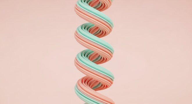 Colorful spiral design on pink background.