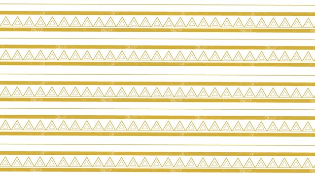 Hand drawn abstract tribal golden yellow seamless pattern with stripes and triangles
