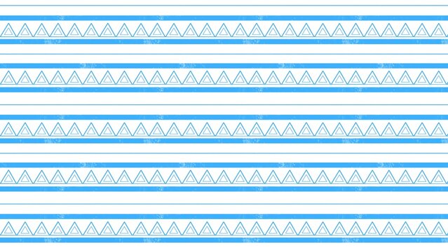 Seamless geometric background pattern featuring repeating blue triangles and horizontal lines