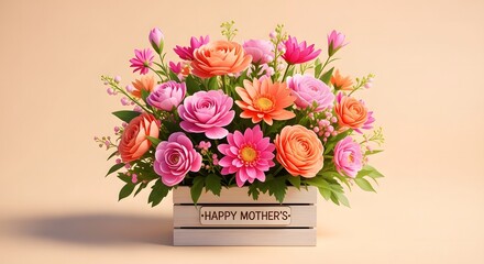 Fototapeta premium Happy mothers day flowers bouquet gift ideas for mom