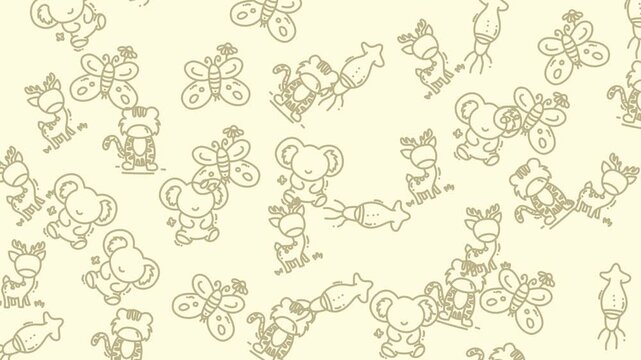 Variety of colorful cartoon butterflies, koalas, and squids ideal for childrens books, educational materials, and naturethemed designs.