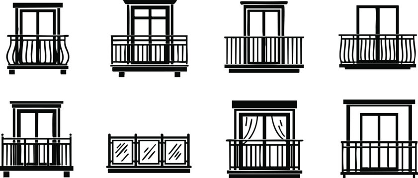 Creative Title: Elevated Views and Modern Balcony Railing Icons