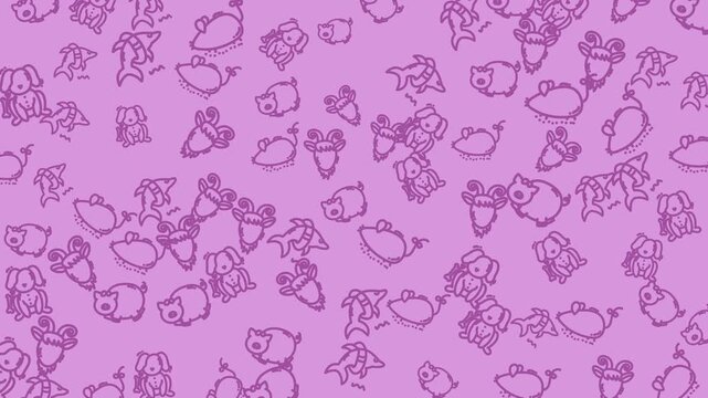 Illustrations of animals and objects set on a cheerful pink background. Perfect for childrens books and products.