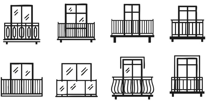 Creative Title: Elevated Views and Modern Balcony Railing Icons