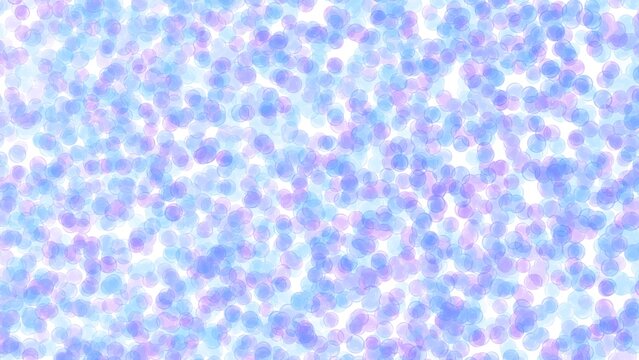 Soft pastel blue and purple translucent circles create an ethereal abstract background pattern.