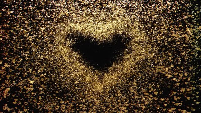 4k l Seamless loop video of radiant floating hearts and particles for romantic award ceremonies, for VJ sets, high-tech club visuals,  electronic music festivals, stage screens and for LED video walls