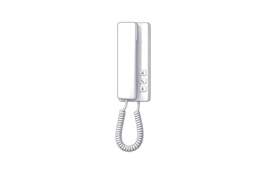 A detailed view of a modern intercom phone.  isolated on transparent background