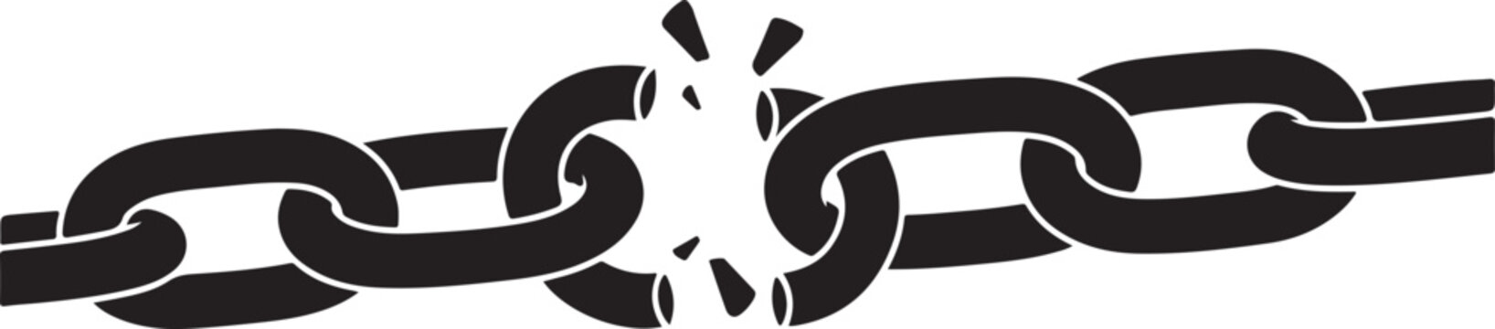 Broken Chain Freedom Concept Black Silhouette Design.