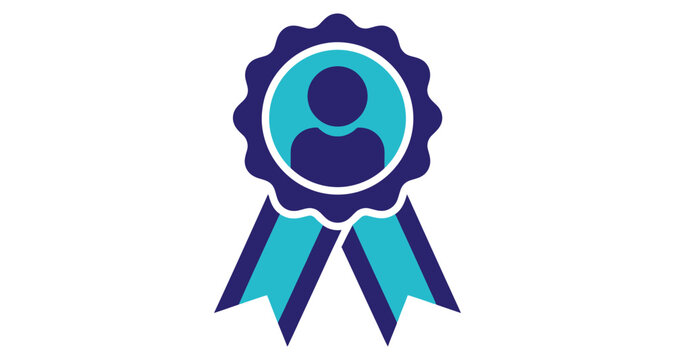 Award Ribbon With Person Icon Center Achievement Recognition Symbol Flat Design