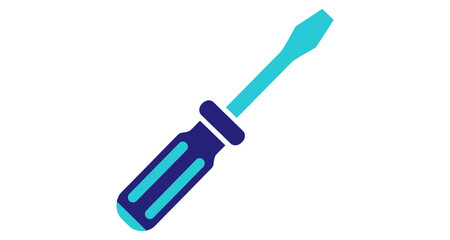 Fototapeta premium Flathead Screwdriver Tool for Repairs and Construction with Blue and Teal Handle on White Background