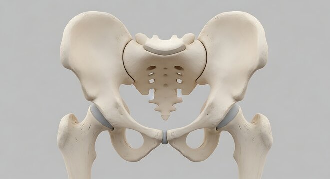 Human Pelvis Bone Anatomy Illustration - Detailed Skeletal Structure.