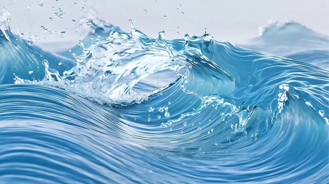 Blue ocean wave with splashes