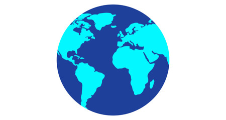 Obraz premium Planet Earth Globe Blue Continents Isolated Simple Graphic Representation