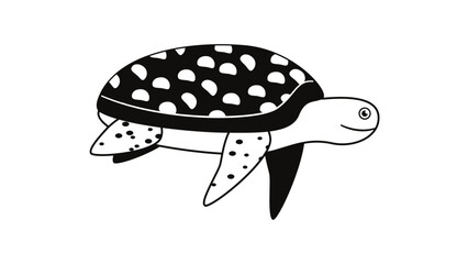 A black and white illustration of a sea turtle swimming in the ocean © logo master
