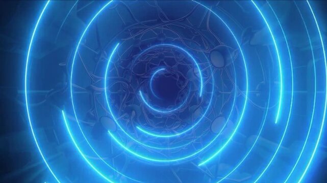 A mesmerizing video of a blue spiral light effect creating a sense of depth and movement