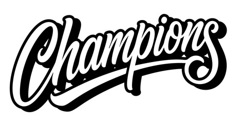 Champions Retro Script Typography - Vintage Sports Style Lettering Design with Bold Curved Text and Decorative Elements © дима селиванов