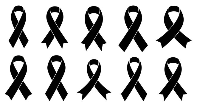 Black Ribbons Symbolizing Mourning and Remembrance.
